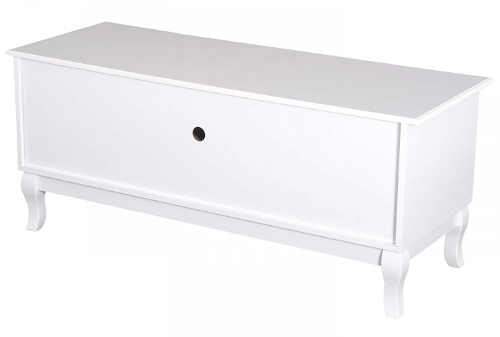 Jednobarevný bílý nízký stolek pod TV