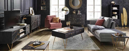 Rustikální nábytek do obývacího pokoje v černé barvě