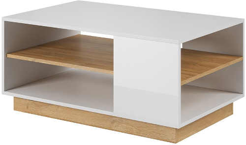 Moderní konferenční stolek v designu dub-bílý lesk