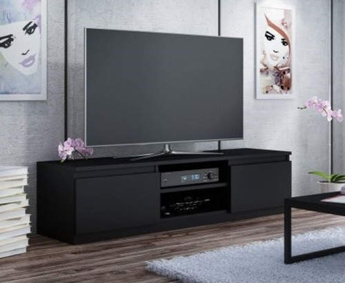 Černý televizní stolek vhodný i do menších místností