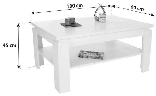 Bílý obdélníkový konferenční stolek 100 x 60 cm