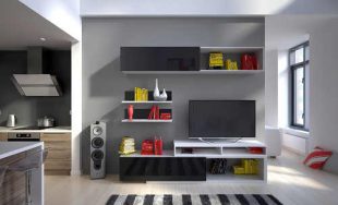 Obývací stěna v černo-bílé barevné kombinaci