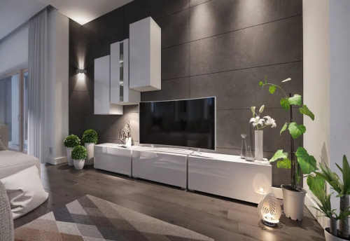 Moderní obývací stěna v bílém či černém provedení